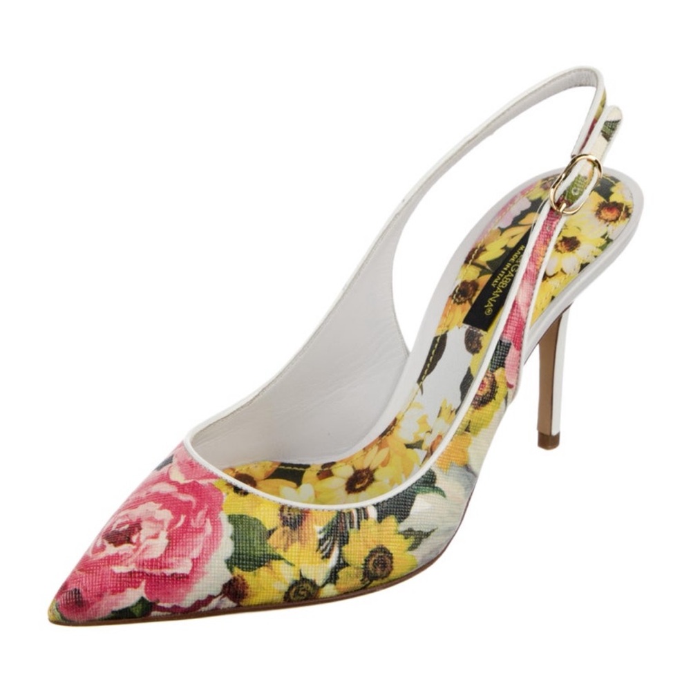 Dolce & Gabbana Floral Slingback Heels - Picture 1 of 11